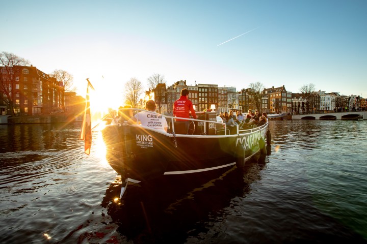 Enjoying sunset during our canal cruises