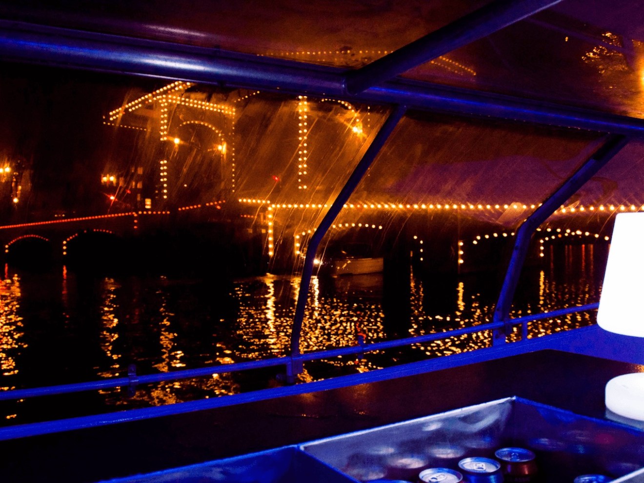 a lit up city at night