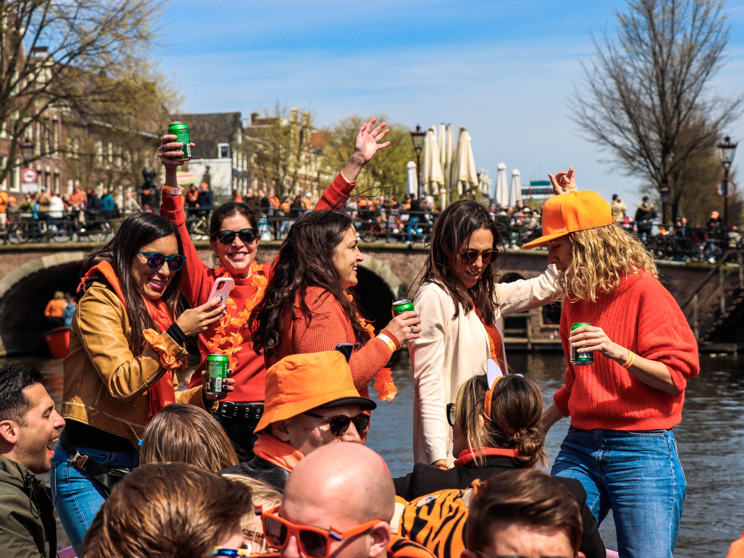 a group of people standing in front of a crowd